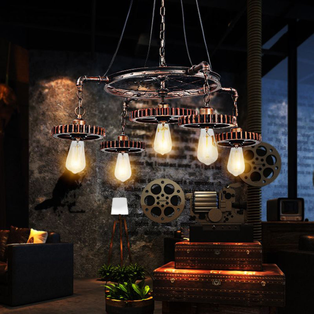 Alessio Industriële Metaal Tandwiel Ring Hanglamp Brons