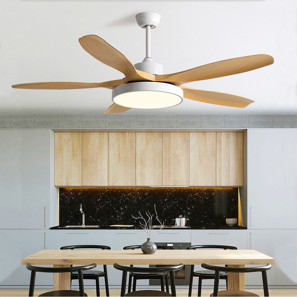 Ozawa Moderne Plafondventilator met Lamp Metaal/Acryl Zwart/Wit/Hout Slaap/Woon/Eetkamer