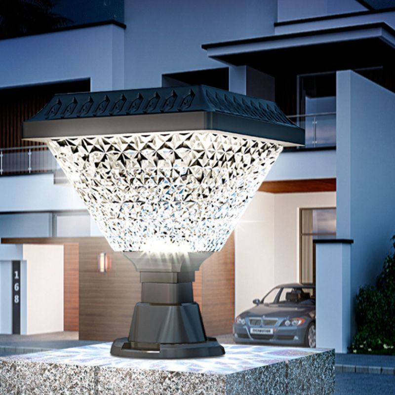 Riley Moderne Vierkant/Hexagon Zonne Energie Buitenlamp Acryl Zwart Tuin/Stoeprand/Balkon