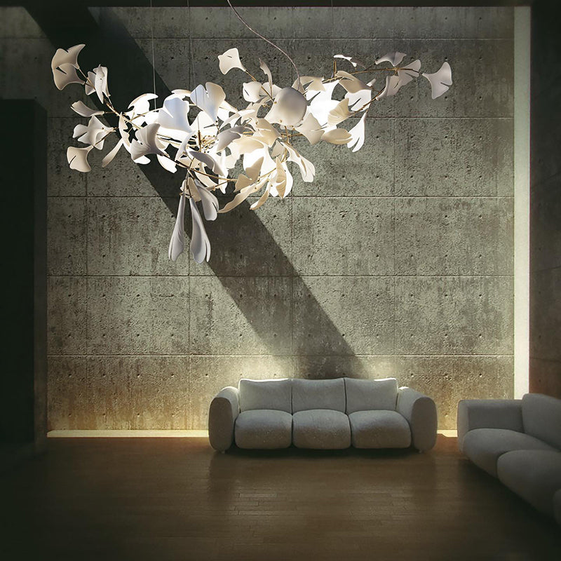 Olivia Design Ginkgoblad LED Kroonluchters Goud/Wit Metaal/Keramisch Slaap/Eet/Woonkamer