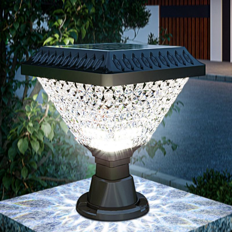 Riley Moderne Vierkant/Hexagon Zonne Energie Buitenlamp Acryl Zwart Tuin/Stoeprand/Balkon