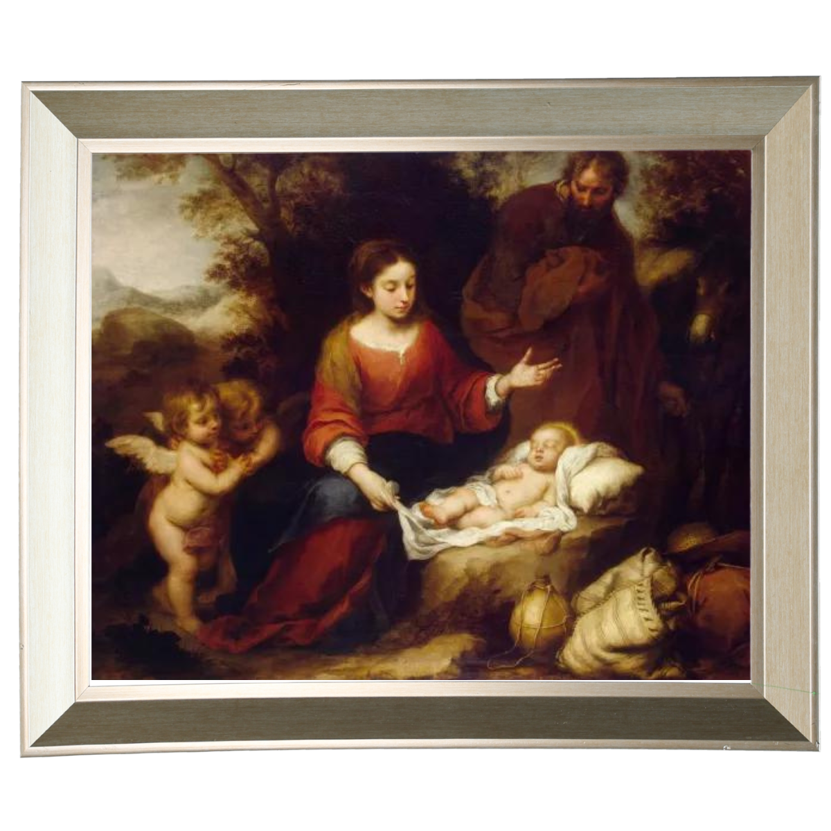 Rest on the Flight Into Egypt - Vintage muurkunstafdrukken kunstig voor de woonkamer