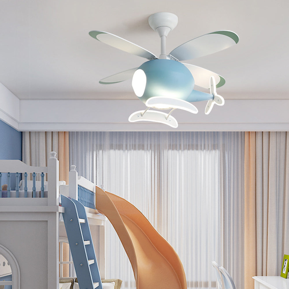 Minori Moderne LED Plafondventilator met Lamp Blauw Metaal/Acryl Woonkamer/Eetkamer