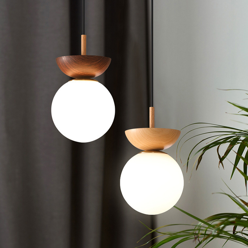 Valentina Scandinavische Japanse Glob LED Plafondlamp/Hanglampen Metaal/Glas Slaapkamer/Burlywood