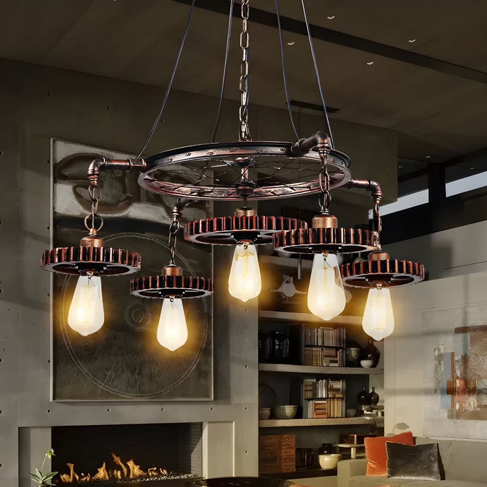 Alessio Industriële Metaal Tandwiel Ring Hanglamp Brons