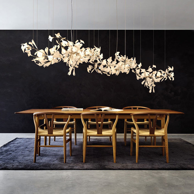 Olivia Design Ginkgoblad LED Kroonluchters Goud/Wit Metaal/Keramisch Slaap/Eet/Woonkamer