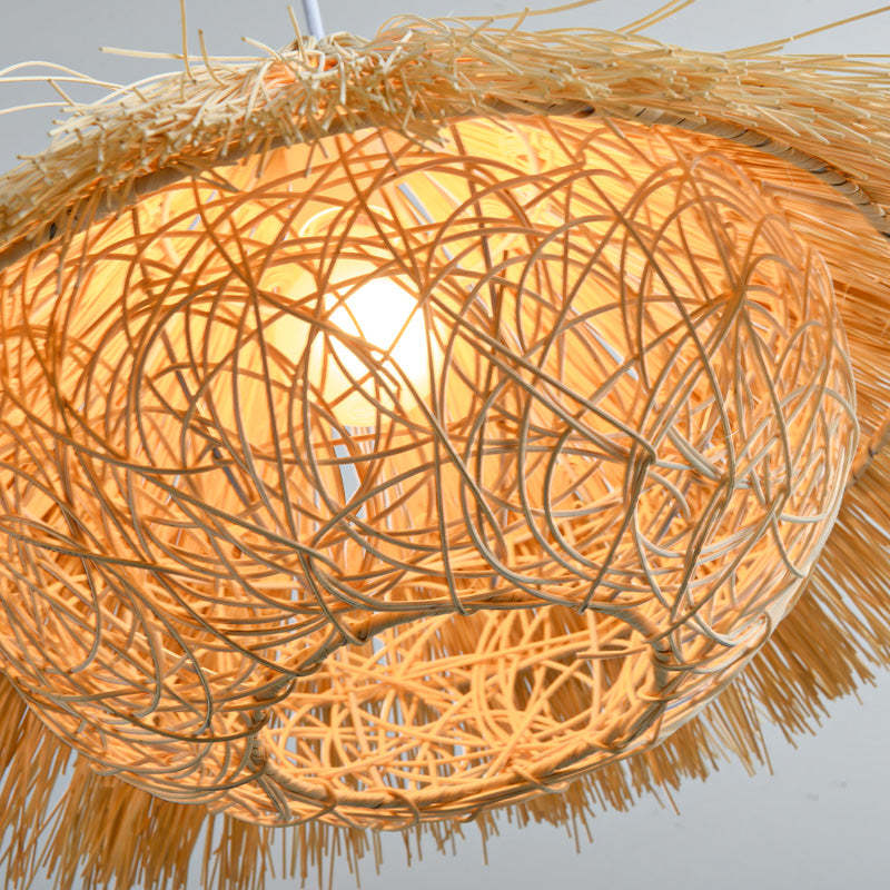 Muto Moderne Design Handgeweven Rotan Modellerende Hanglamp Geel/Bruin Woonkamer/Slaapkamer