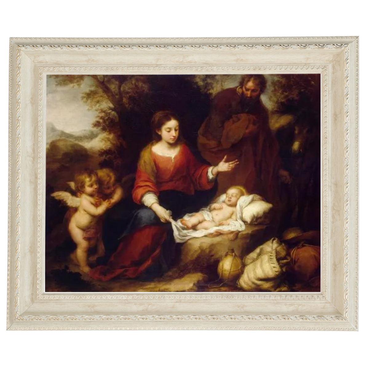 Rest on the Flight Into Egypt - Vintage muurkunstafdrukken kunstig voor de woonkamer