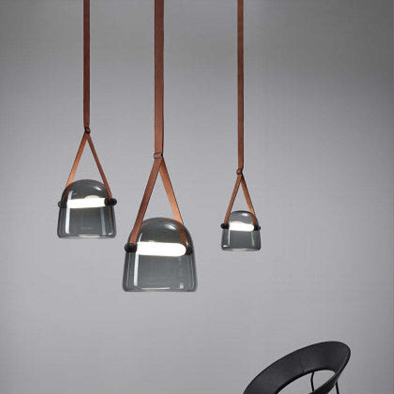 Cairns Modern Nordic Design LED Hanglamp Grijs/Wit Leer/Glas Slaap/Eet/Woonkamer