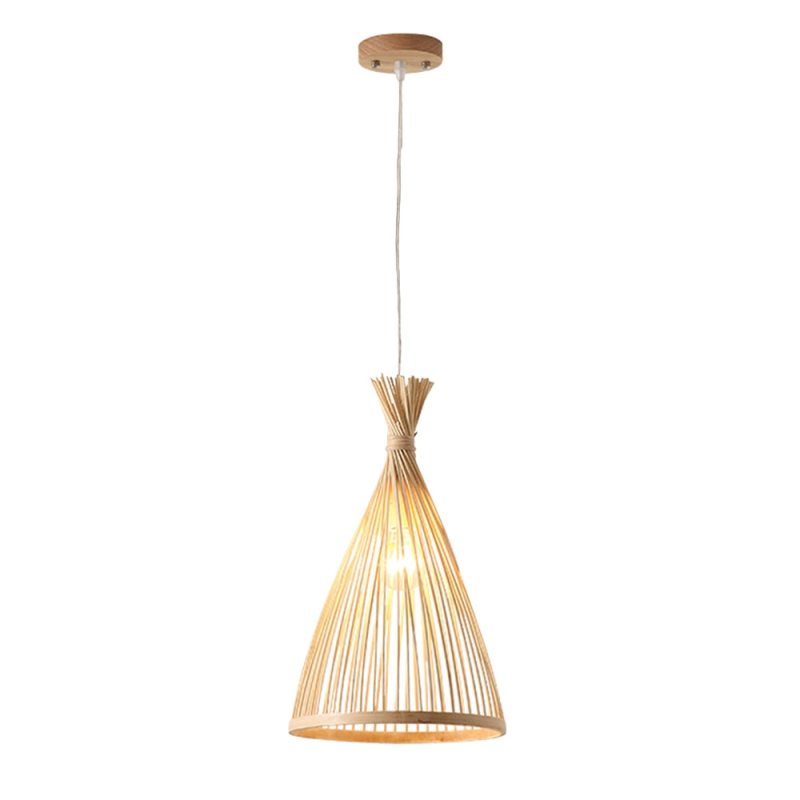 Muto Moderne Design LED Hanglamp Hout Rotan Handgeweven Bamboe Slaap/Eet/Woonkamer