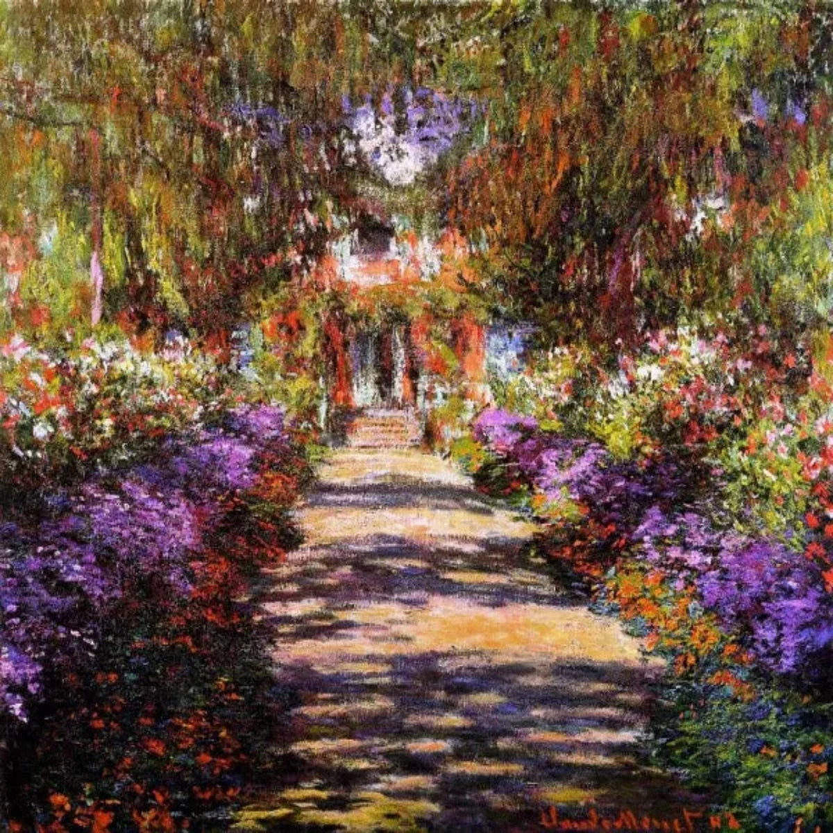 Pad in Monets Garden in Giverny- Vintage wandkunstafdrukken decoratie voor de woonkamer