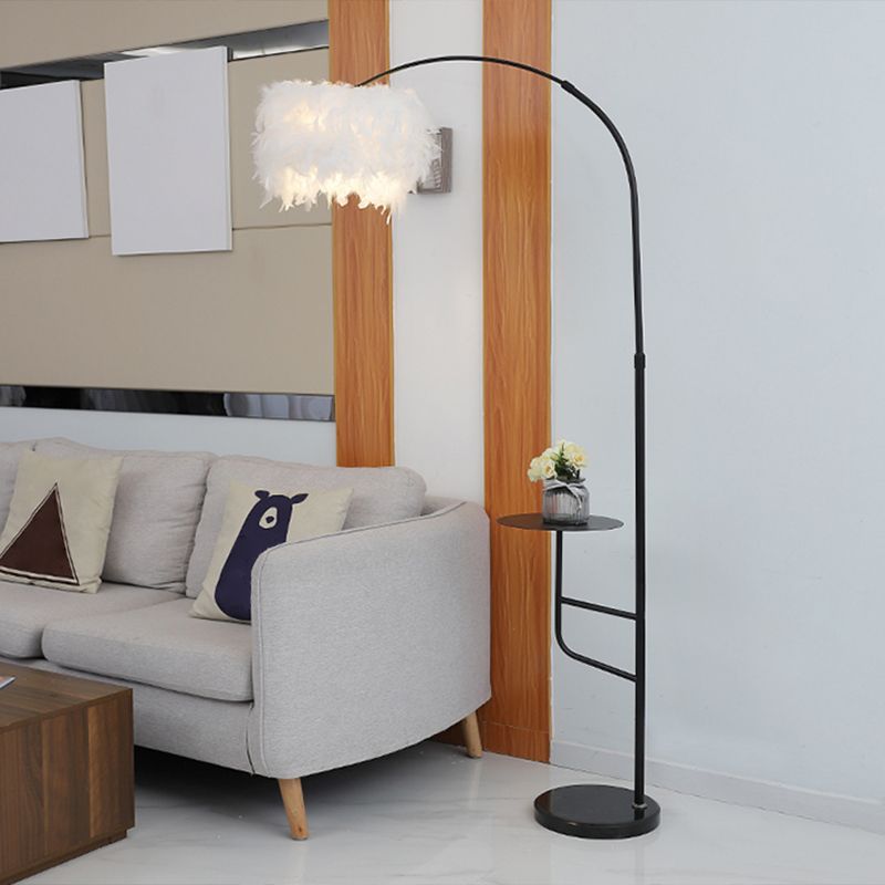 O'Moore Moderne Design Elegante Vloerlamp Boog Metaal/Veer Zwart/Wit Slaapkamer/Woonkamer