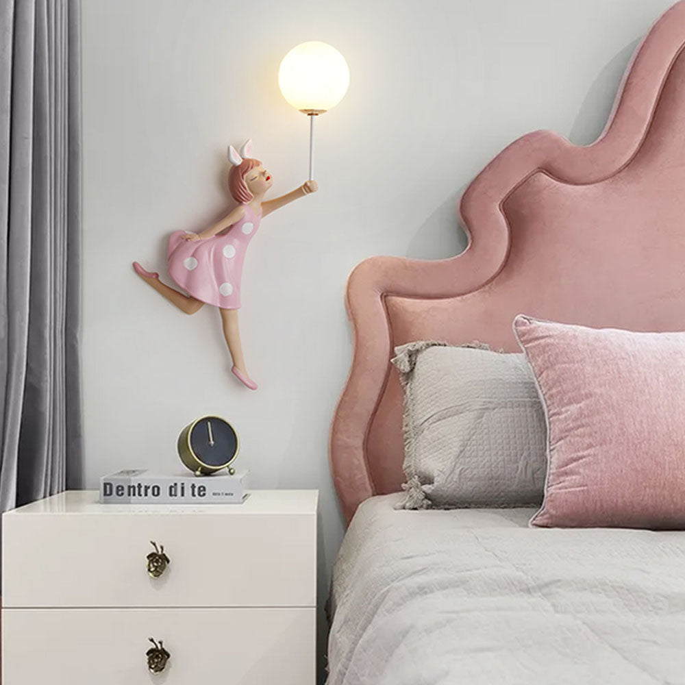 Minori Design Meisje LED Wandlamp Hars Roze Slaap/Kinder/Woon/Eetkamer