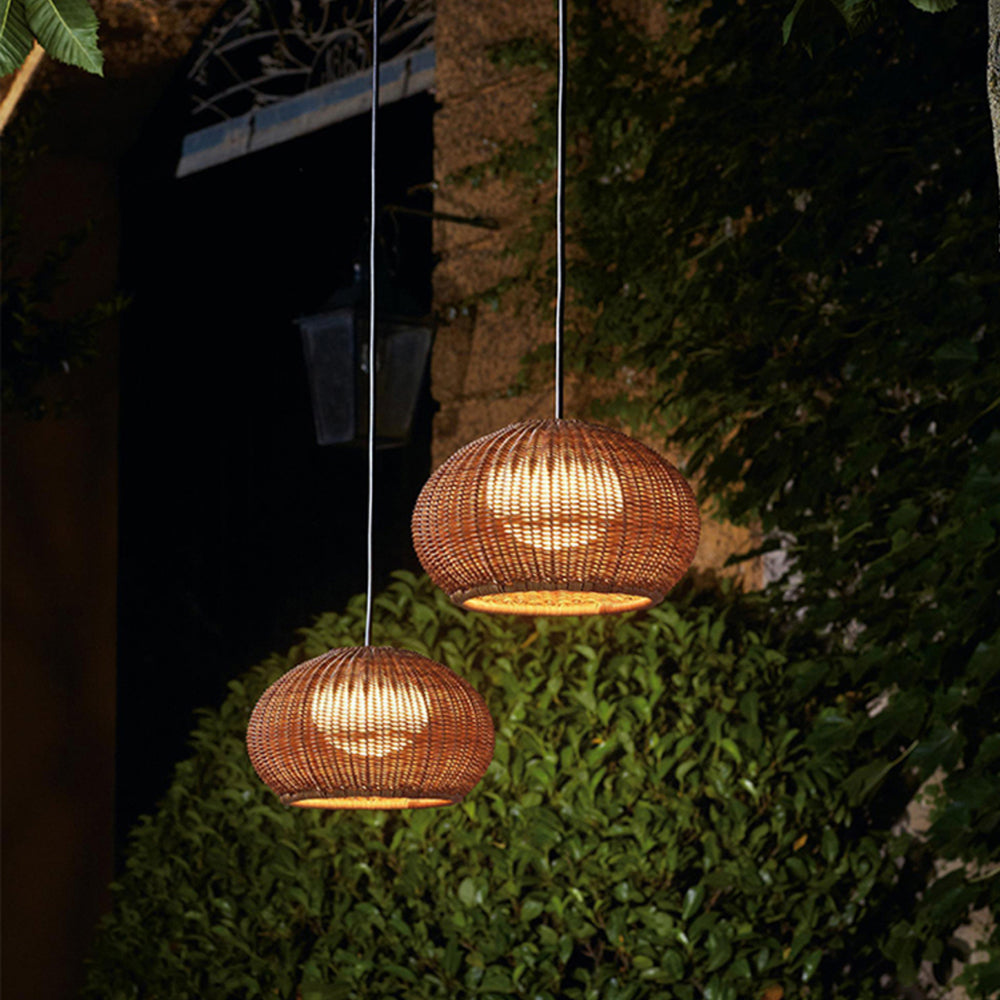 Ritta Design LED Hanglamp Metaal/Rattan Coffee/Beige Buiten