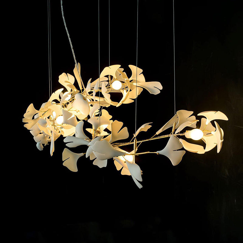 Olivia Design Ginkgo Leaf LED Chandeliers Gold/White Metal/Ceramic Bedroom/Dining/Living Room