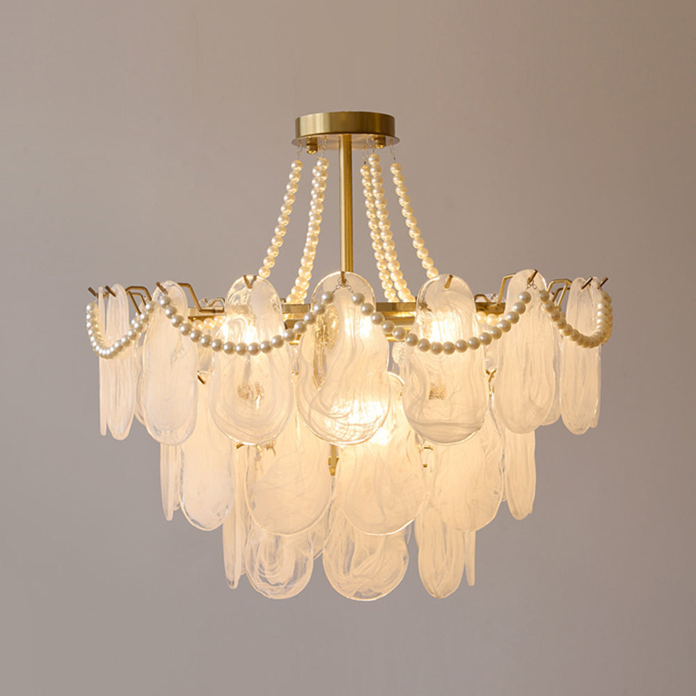 Kirsten Moderne Hanglamp Elegante Parel/Glas/Metaal Kroonluchter Wit Woon/Slaap/Eetkamer