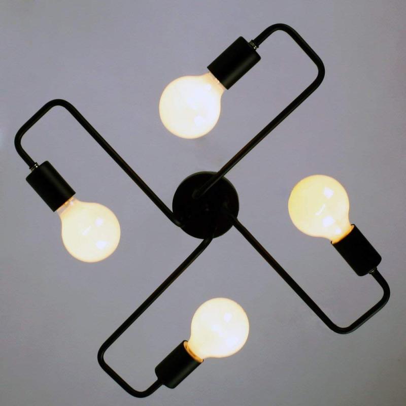 Vintage Moderne Minimalistische Industriële Metalen Plafondlamp Zwart