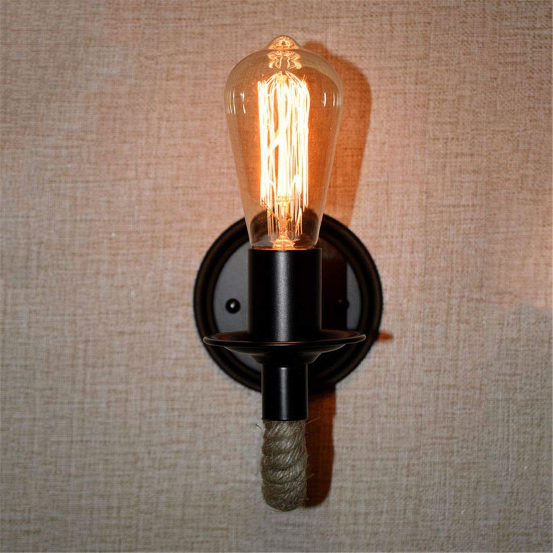 Epoch Vintage Indoor Wandlampen Zwart Metaal/Touw Binnen/Hal