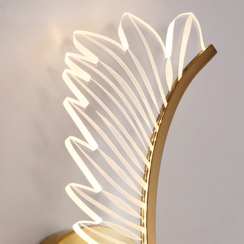 Kristy Moderne Wandlamp Metaal/Acryl Gouden Vleugels Design Sconce Voor Slaap/Woonkamer