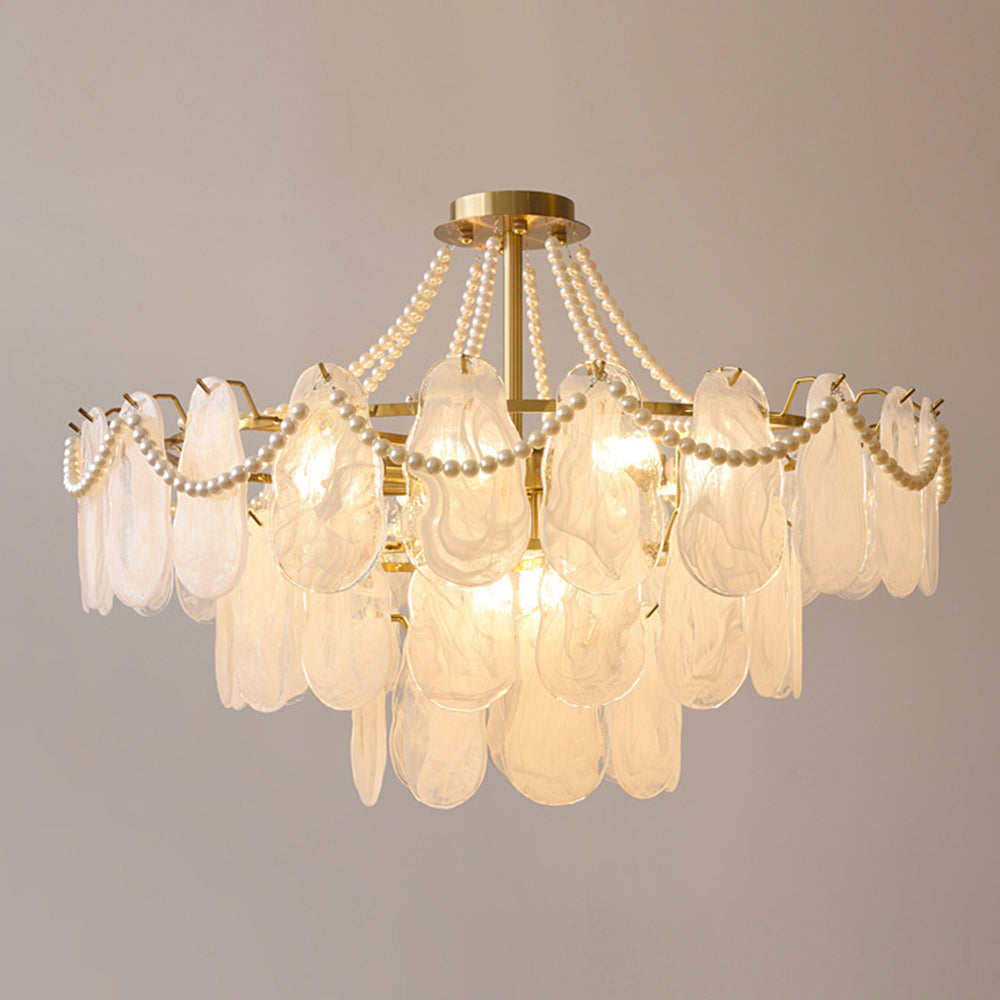 Kirsten Moderne Hanglamp Elegante Parel/Glas/Metaal Kroonluchter Wit Woon/Slaap/Eetkamer