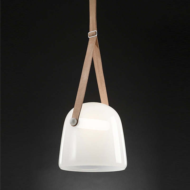 Cairns Modern Nordic Design LED Hanglamp Grijs/Wit Leer/Glas Slaap/Eet/Woonkamer