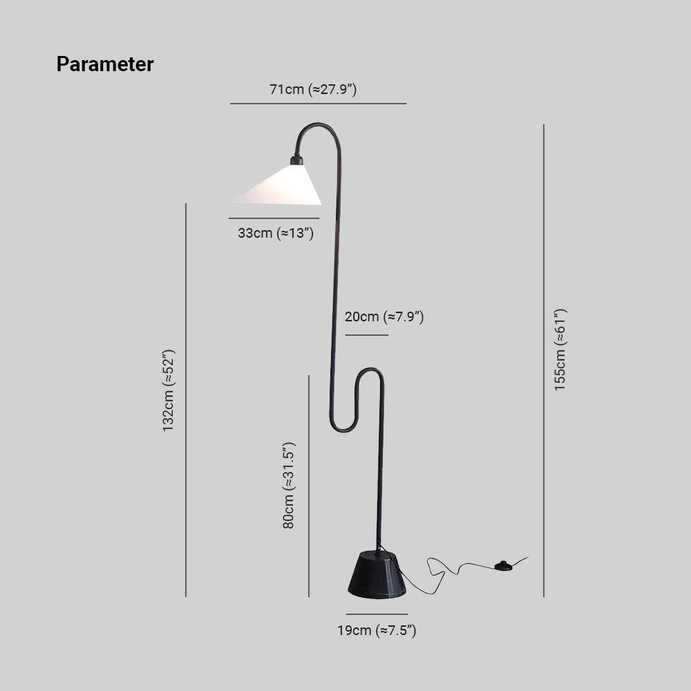 Salgado Design Gebogen LED Vloerlamp Wit Zwart Metaal Stof Woonkamer