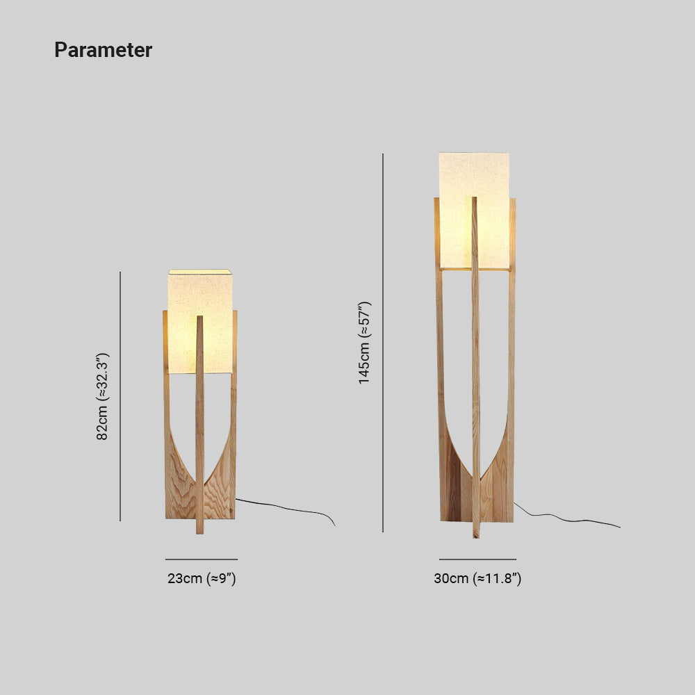 Ozawa Design Rechthoekig Blok LED Vloerlamp Walnoot Hout Woonkamer/Eetkamer