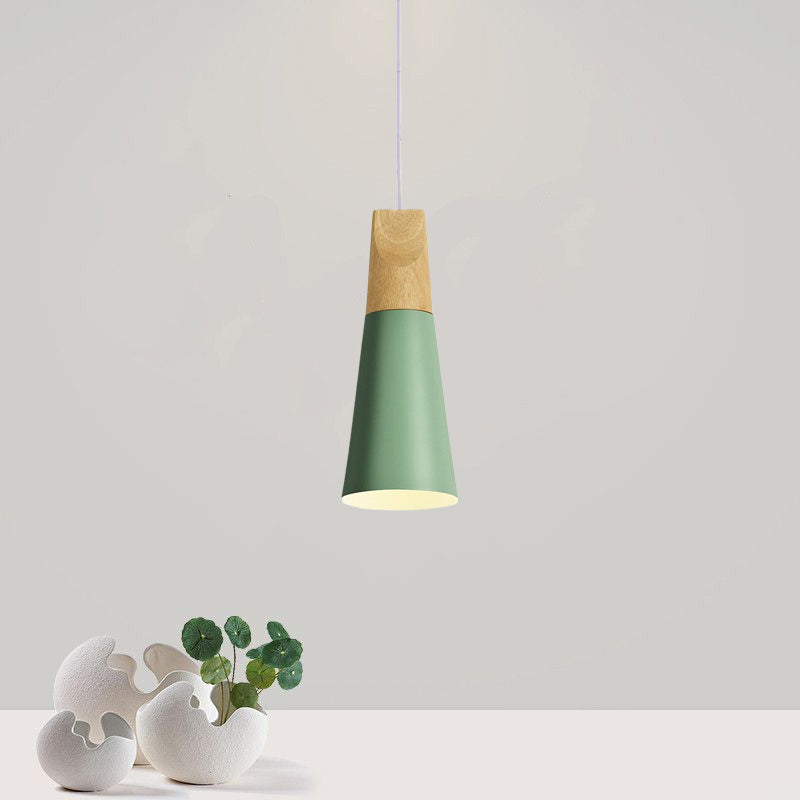 Morandi Moderne LED Hanglampen Geel Grijs Groen Metaal Hout Woonkamer