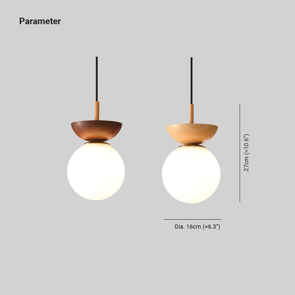 Valentina Scandinavische Japanse Glob LED Plafondlamp/Hanglampen Metaal/Glas Slaapkamer/Burlywood