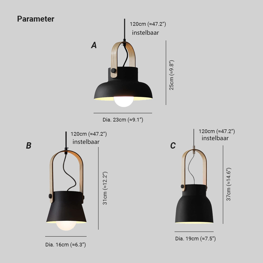 Morandi Vintage Hanglampen Zwart/oranje Metaal/Hout Slaapkamer