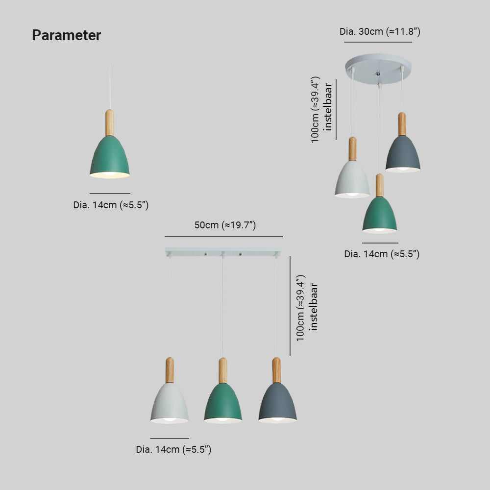 Morandi Moderne Minimalistische LED Hanglampen Metaal/Hout Woonkamer/Bedkamer