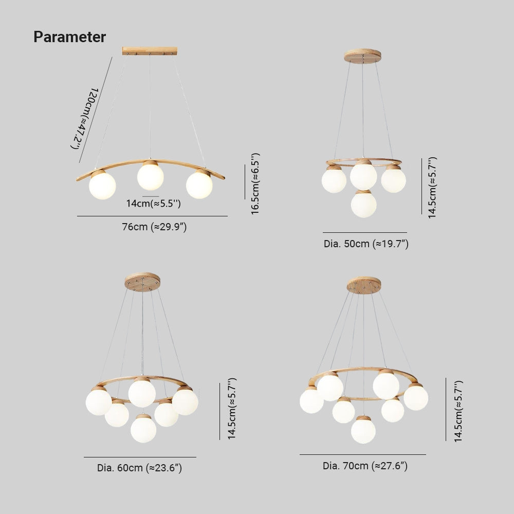 Valentina Modern LED Hanglampen Hout Glas Wit Woonkamer/Slaapkamer