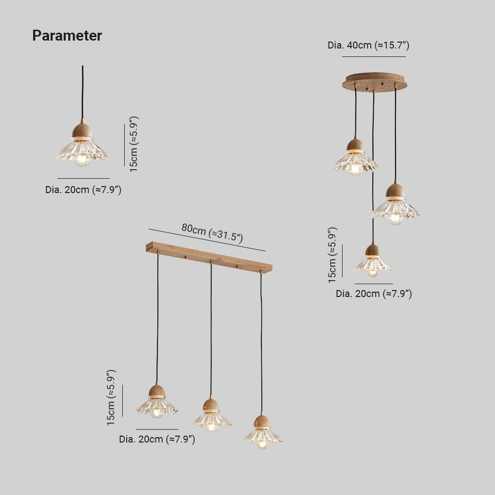 Hailie Retro Hout Hanglampen Glas Woonkamer Slaapkamer Eetkamer