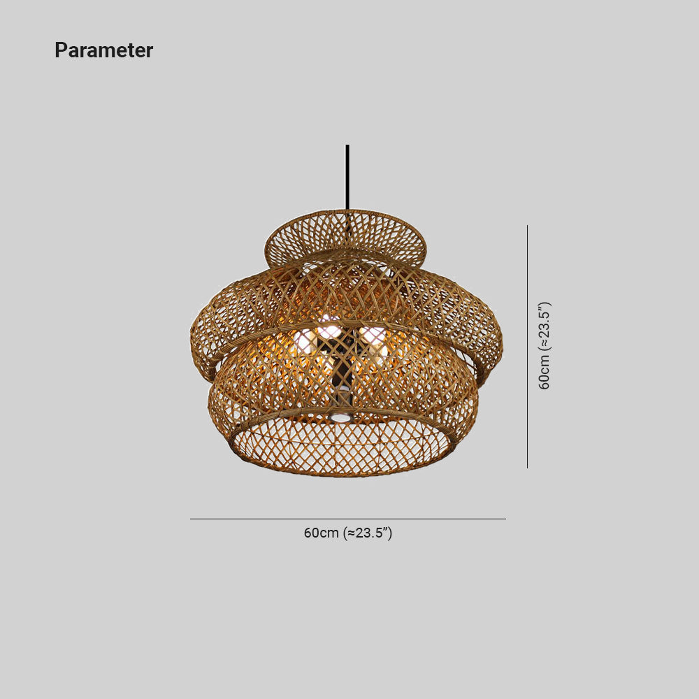 Ritta Moderne Design LED Hanglamp Rattan Bruin Woonkamer Keuken