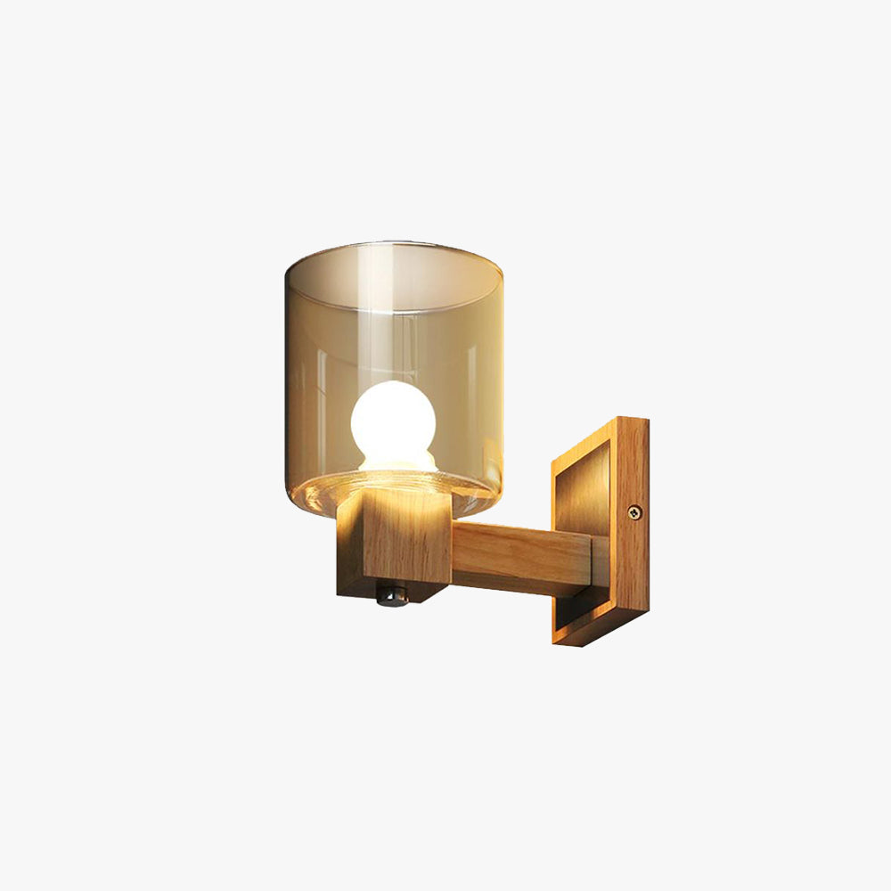 Eryn Vintage Design LED Hanglamp Hout/Glas Bruin Woonkamer