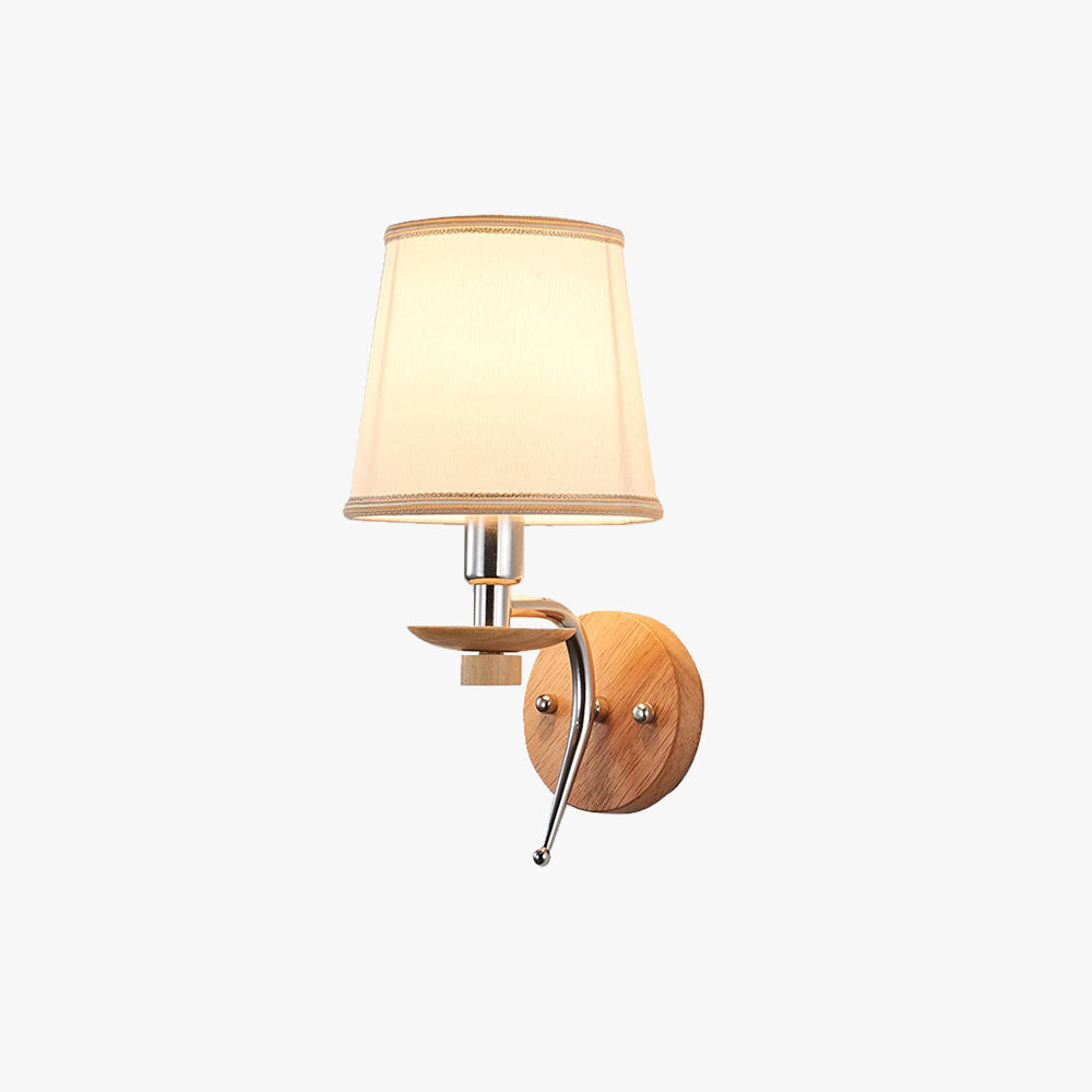 Eryn Moderne LED Wandlamp Kap Metaal/Hout/Stof Beige Slaap/Woon/Badkamer