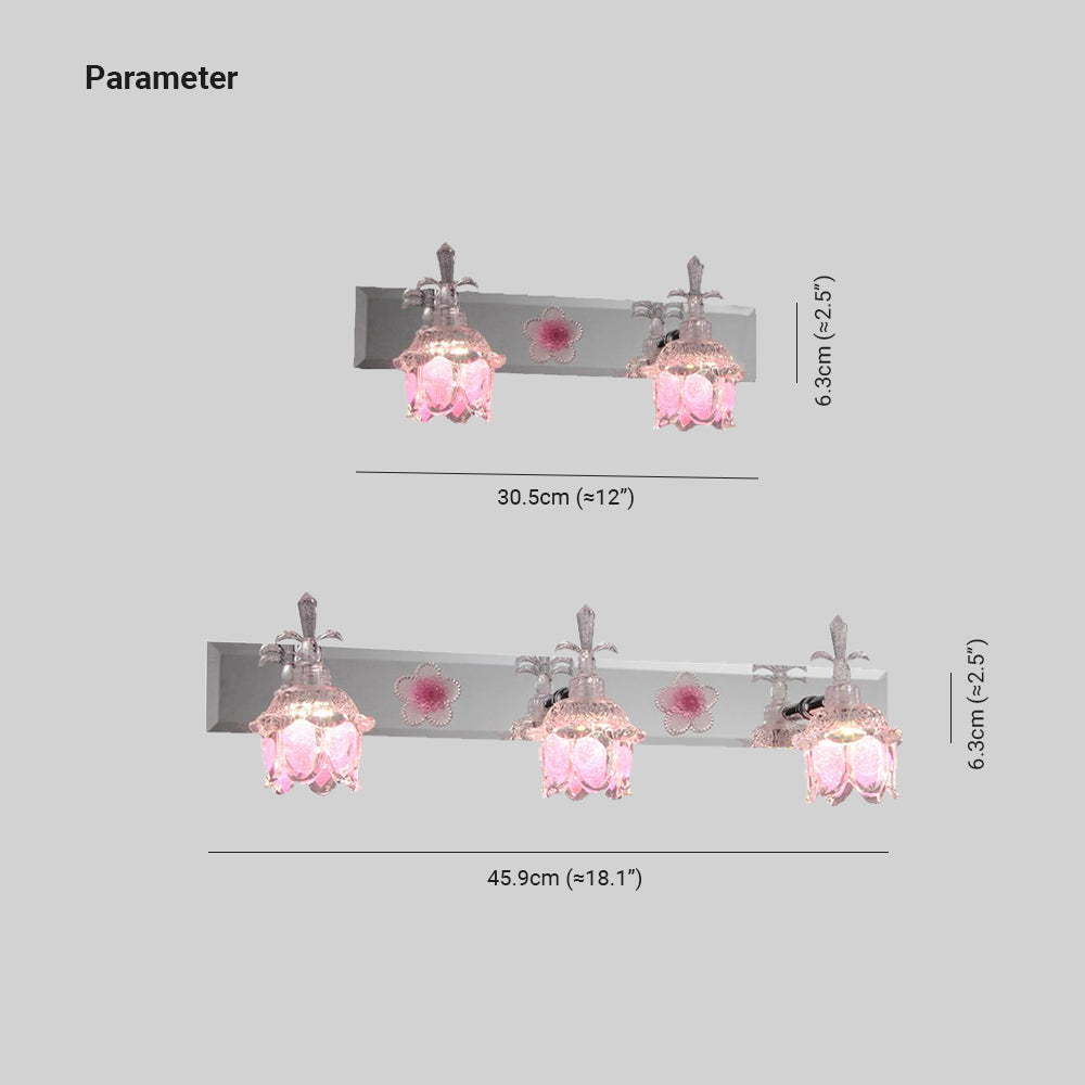 Félicie Design Bloem LED Wandlamp Metaal/Glas Roze Slaap/Woon/Badkamer