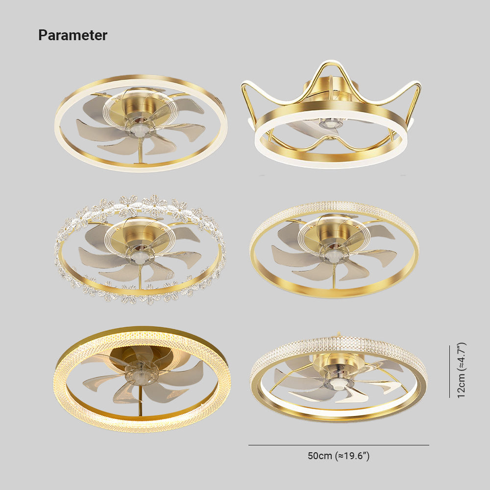 Kirsten Moderne 6 Vorm Plafondventilator met Lamp Metaal/Acryl Goud Slaap/Woon/Eetkamer