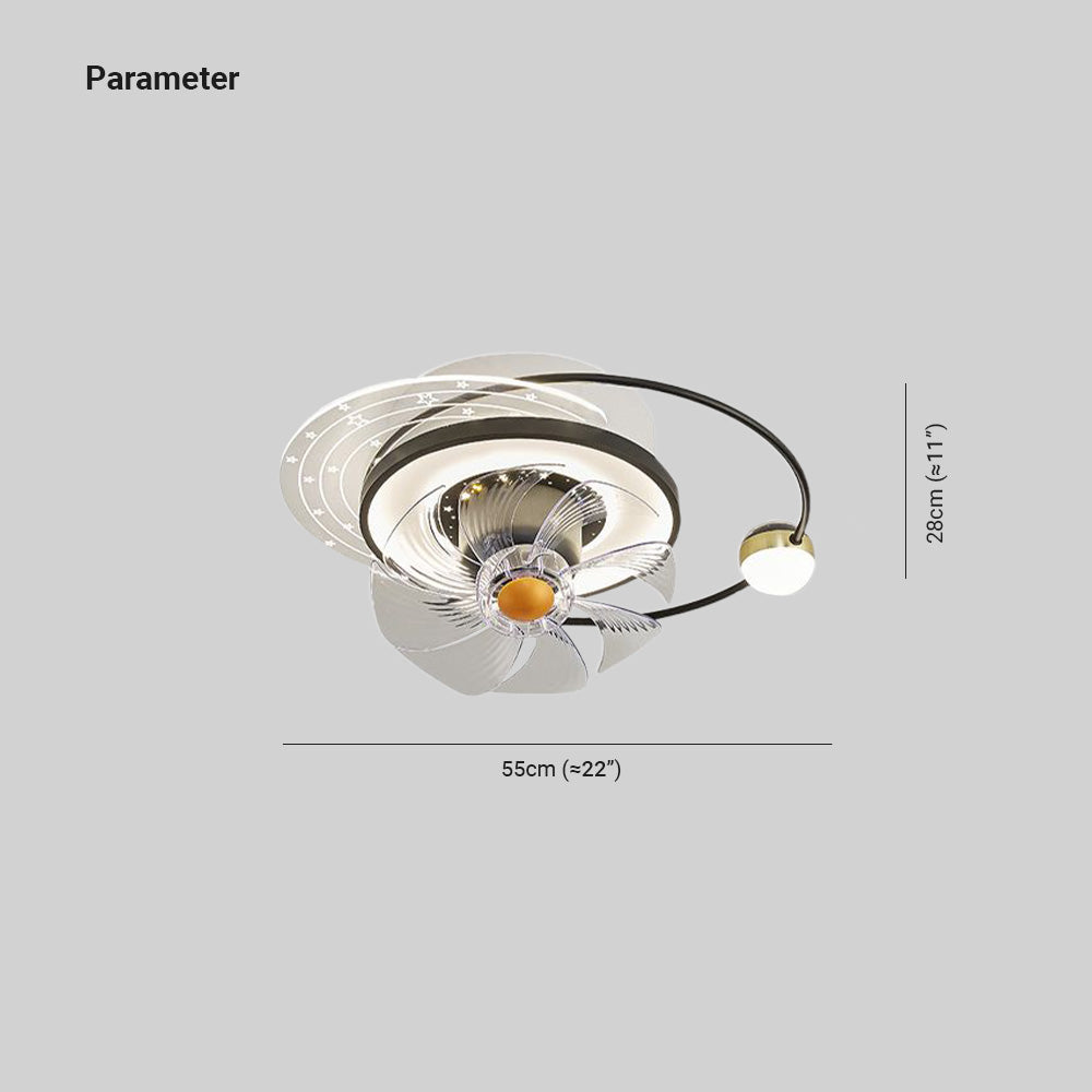 Madina Moderne 6 Vorm Plafondventilator met Lamp Metaal/Acryl Zwart/Goud Slaap/Woon/Eetkamer