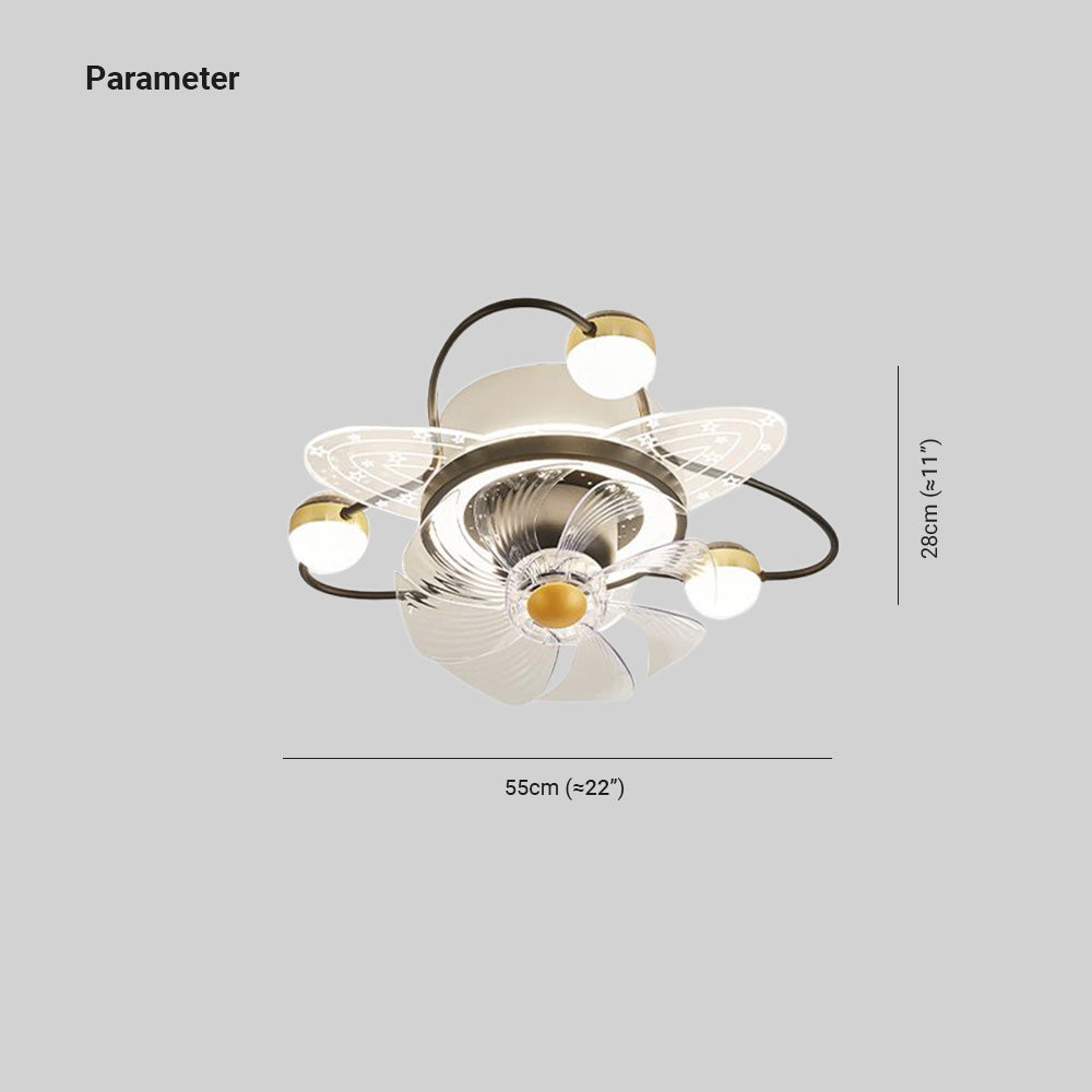 Madina Moderne 6 Vorm Plafondventilator met Lamp Metaal/Acryl Zwart/Goud Slaap/Woon/Eetkamer