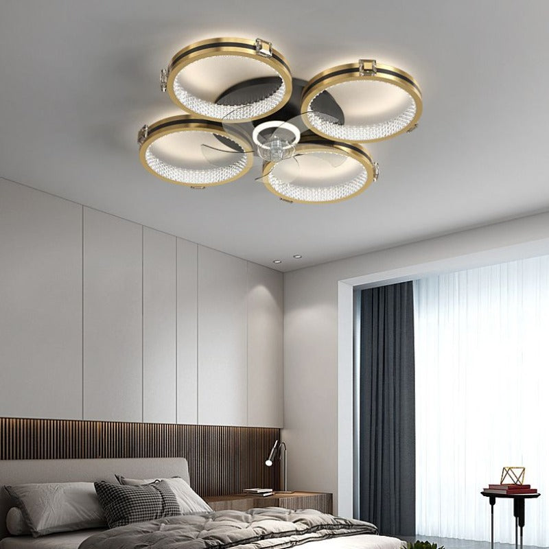 Kirsten Moderne Ronde Plafondventilator met Lamp Metaal/Acryl Goud Slaap/Woon/Eetkamer
