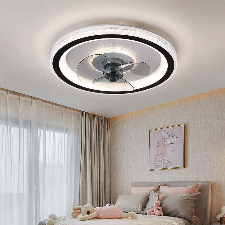 Kirsten Moderne Ronde Plafondventilator met Lamp Metaal/Acryl Wit Slaap/Woon/Eetkamer
