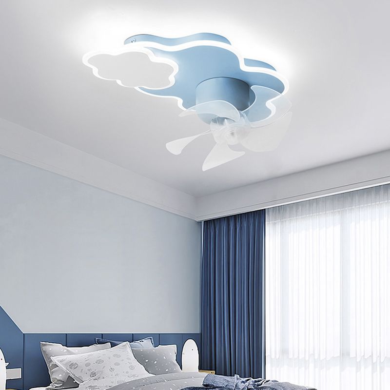 Minori Design Wolk Plafondventilator met Lamp Metaal/Acryl Blauw/Roze Slaap/Kinderkamer