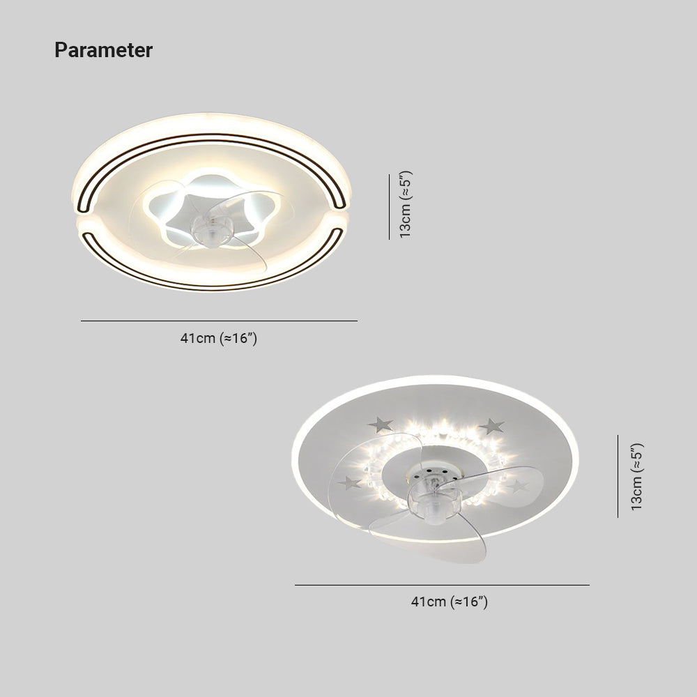 Quinn Moderne Ronde Plafondventilator met Lamp Acryl Wit Slaap/Woon/Eetkamer