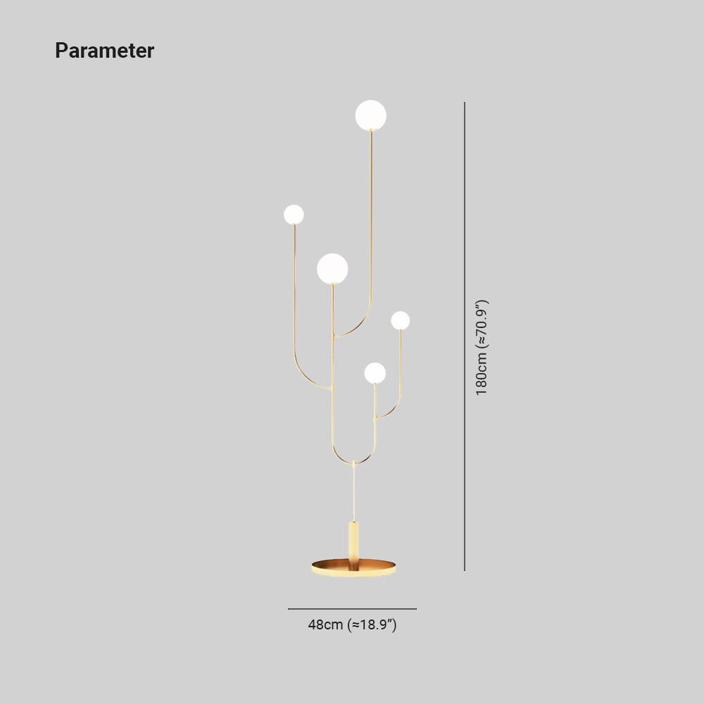 Valentina Moderne Design LED Unieke Cactus Vloerlamp Metaal Glas Wit Slaapkamer/Woonkamer