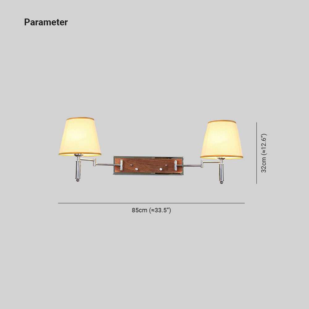 Carins Moderne Design Wandlamp Dubbele Lampkop Verstelbaar Stof Hout/Zilver Slaapkamer/Woomkamer