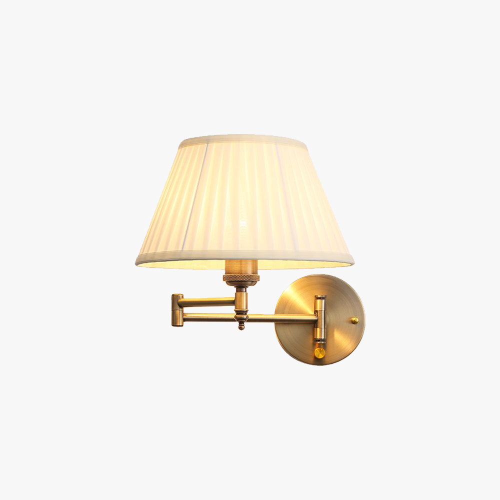 Carins Vintage Design Wandlamp Geplooide Stof Verstelbaar Wit/Beige Slaapkamer/Woonkamer