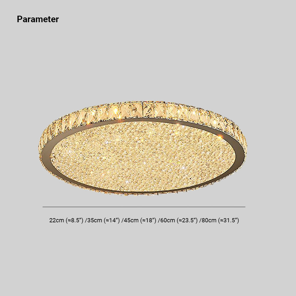 Kristy Luxe Rond Plafondlamp Amber Transparant Metaal Crystal Slaapkamer