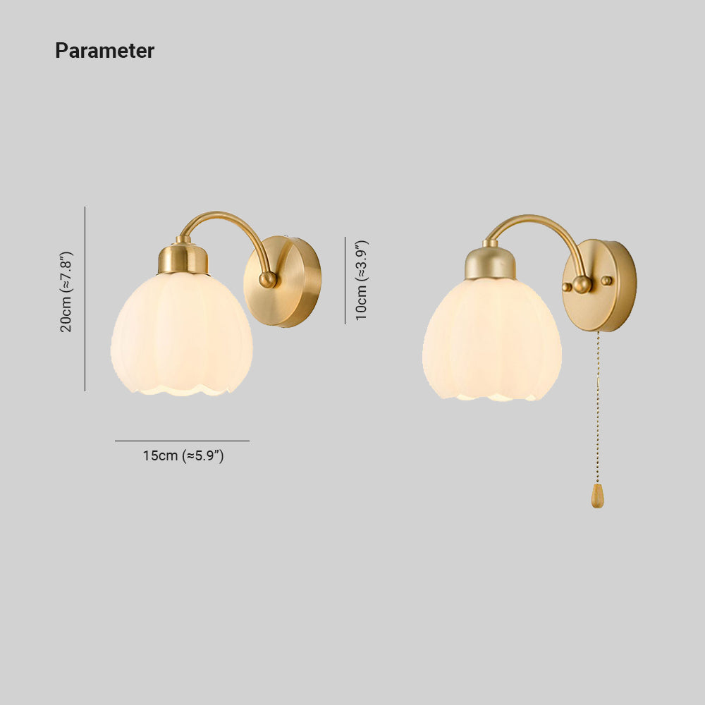 Lily Metalen Design Wandlamp Glas Kap Goud/Ivoor Slaapkamer/Eetkamer/Woonkamer