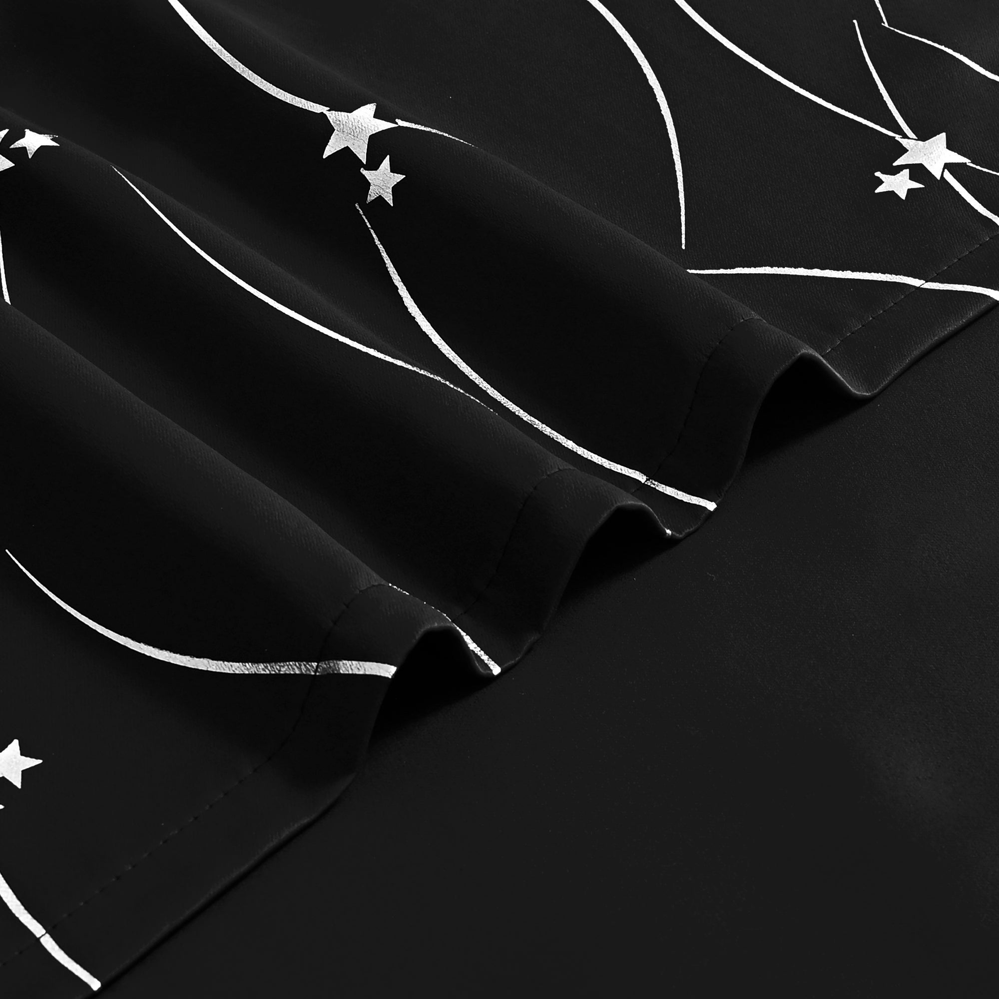 Modern Wavy Line and Star Pattern Thermal Blackout Curtain